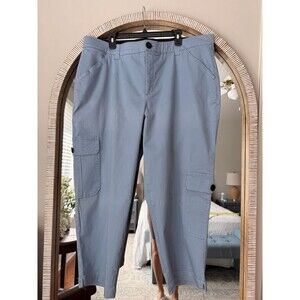 Democracy Ab”solution Women’s 22W Utility Cargo Crop Pants Blue Stretch Cotton
